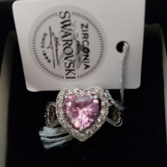 Amazon Collection Swarovski Pink Heart Ring Size 10.5 - Picture 5 of 8